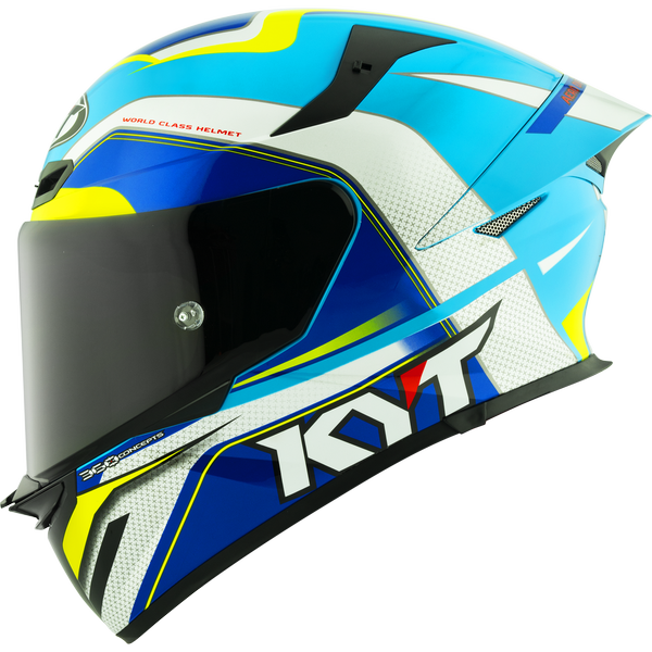 KYT TT Revo Grand Prix White Light Blue Gloss Helmet