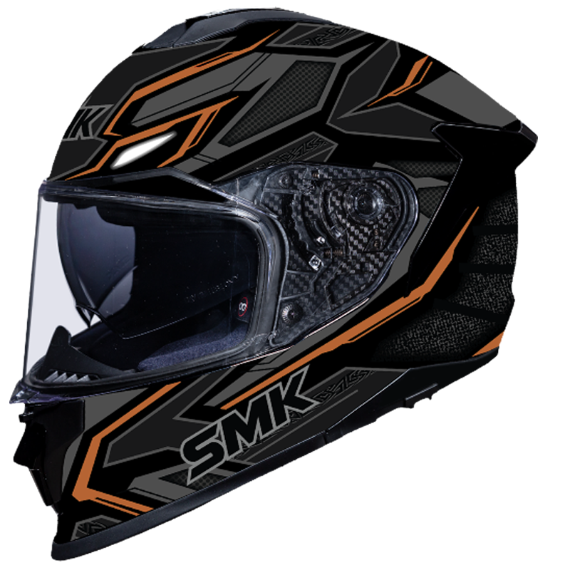 SMK Titan Panther Gloss Black Grey Orange (GL267) Helmet