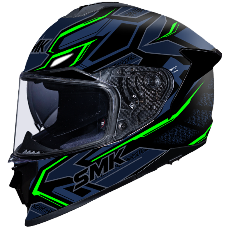 SMK Titan Panther Gloss Black Blue Green (GL258) Helmet