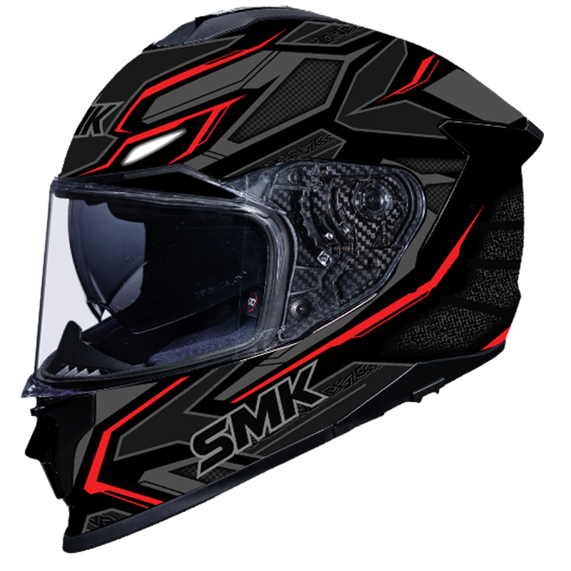 SMK Titan Panther Gloss Black Grey Red (GL263) Helmet