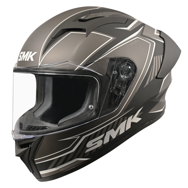 SMK Stellar Sports Adox Gloss Black Grey (GL266) Helmet