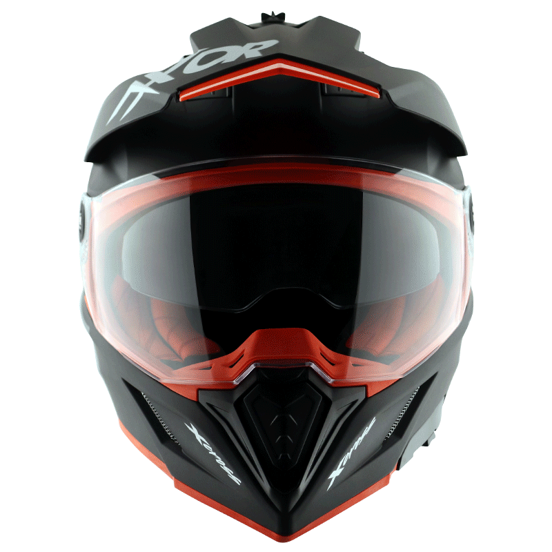 AXOR XCross Dual Visor Solid Dull Black Orange Helmet