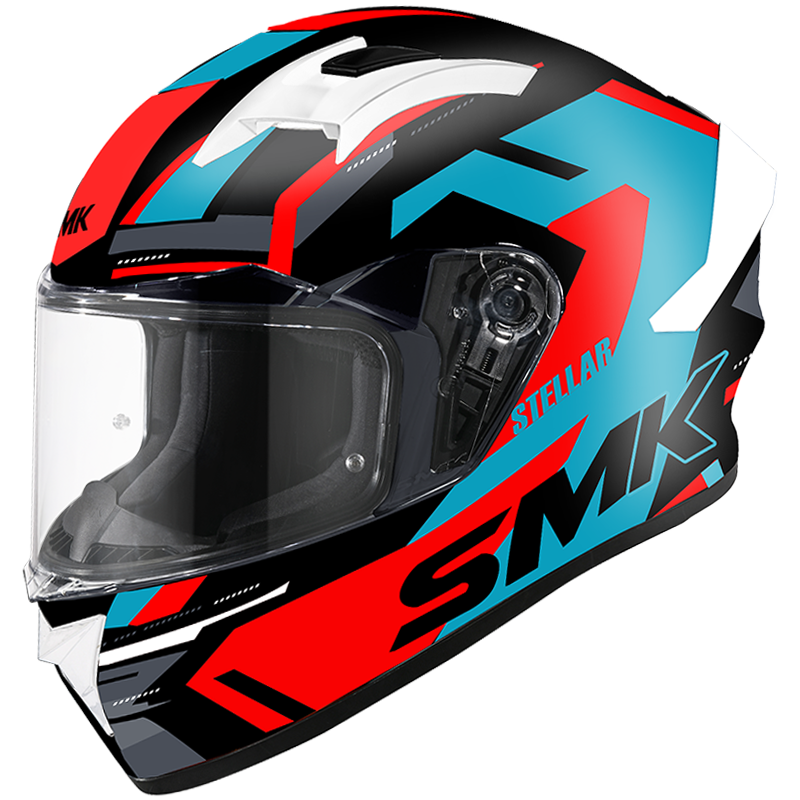 SMK Stellar Sports K Power Matt Black Blue Red (MA253) Helmet