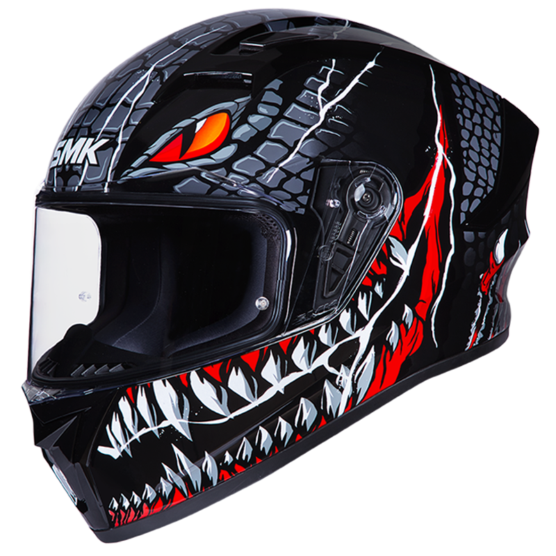 SMK Stellar Sports Taotei Gloss Black Grey Red (GL263) Helmet