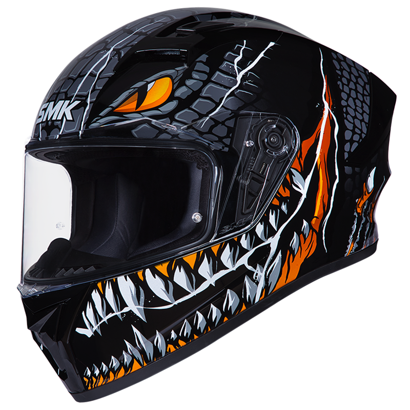 SMK Stellar Sports Taotei Gloss Black Grey Orange (GL267) Helmet