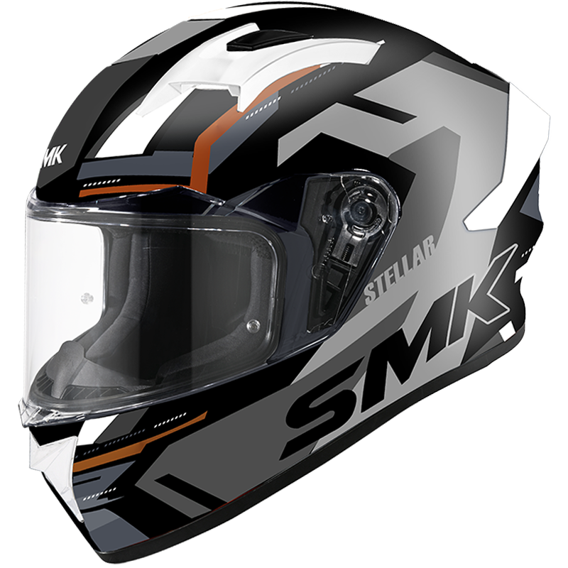 SMK Stellar Sports K Power Matt Black Grey Orange (MA267) Helmet