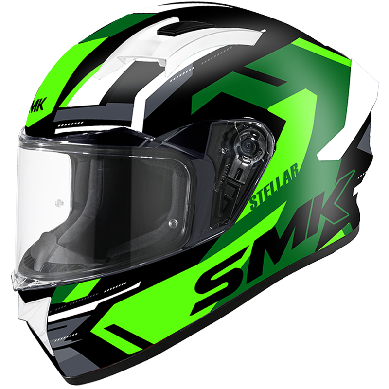 SMK Stellar Sports K Power Matt Black Green Grey (MA286) Helmet