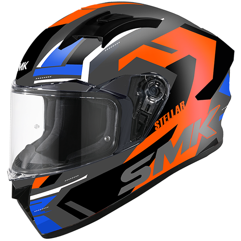 SMK Stellar Sports K Power Matt Grey Red Blue (MA635) Helmet