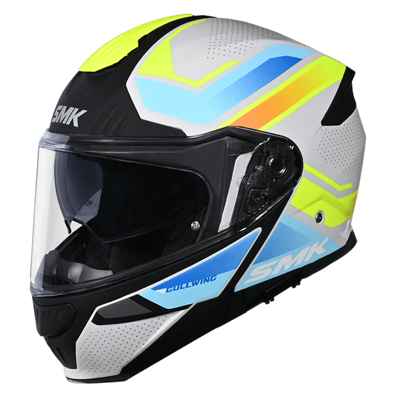 SMK Gullwing Supertour Grey Blue Yellow Gloss (GL654) Helmet