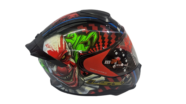 LS2 FF353 RAPID HAPPY DREAMS Full Face Motorbike Motorcycle Crash Touring Sports Helmet Glow in The Dark Scary Clown with Free Dark Tinted Visor (XL