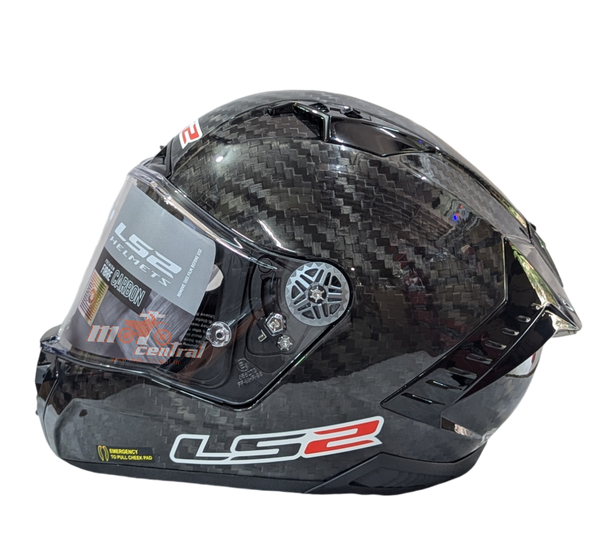 LS2 FF805 THUNDER Carbon GP Racing Solid Gloss Black Helmet with Red Logo  (FIM Certified)