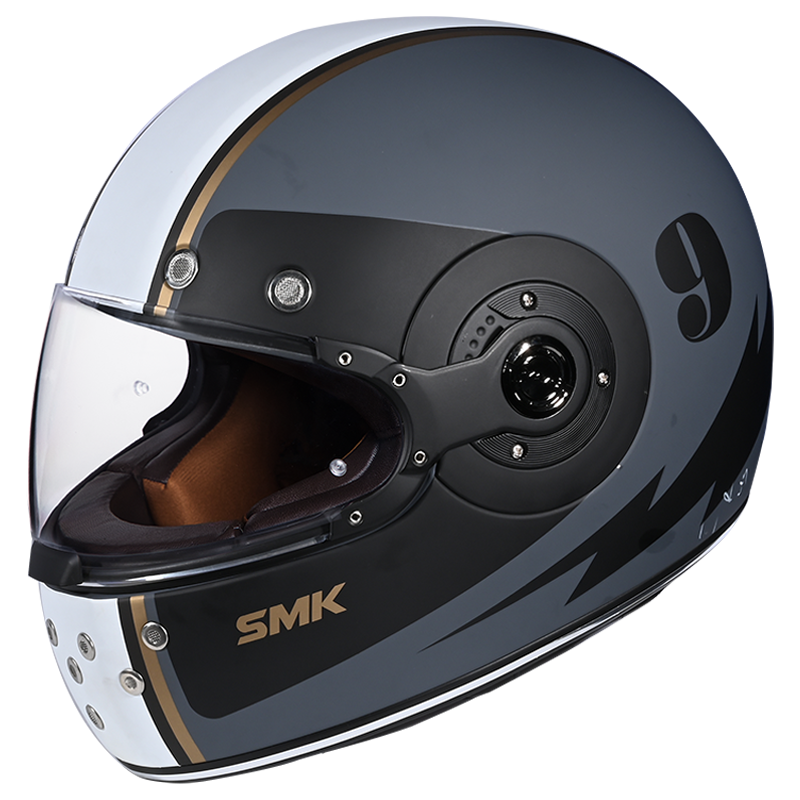 SMK Retro Electro Gloss Grey Black White (GL621) Helmet