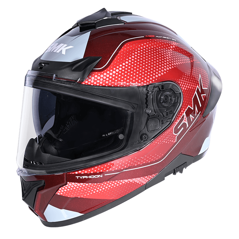 SMK Typhoon Mystic Gloss Red Grey (GL336) Helmet