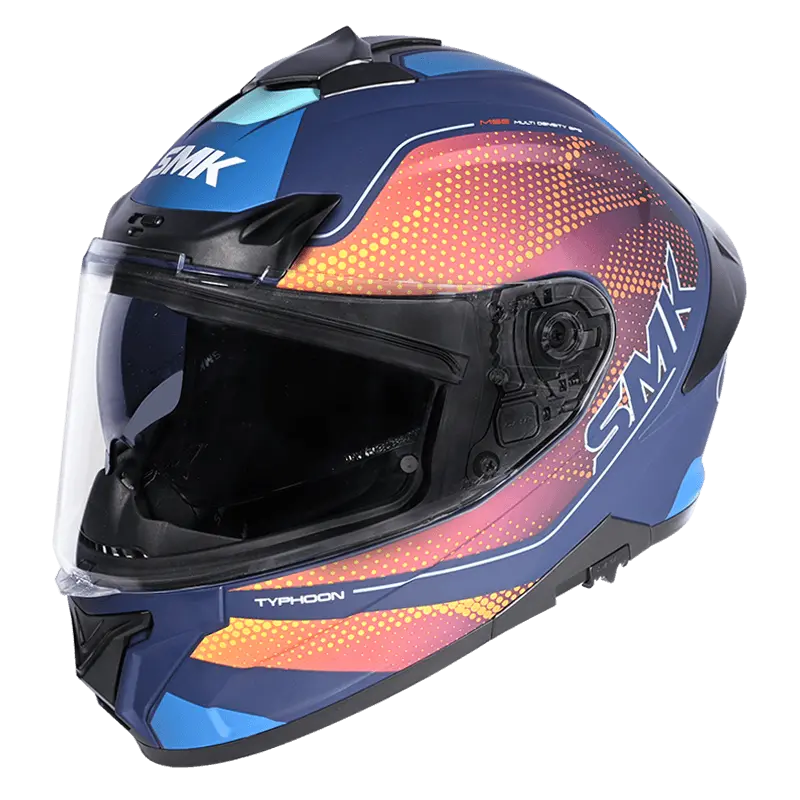 SMK Typhoon Mystic Gloss Blue Yellow (GL554) Helmet