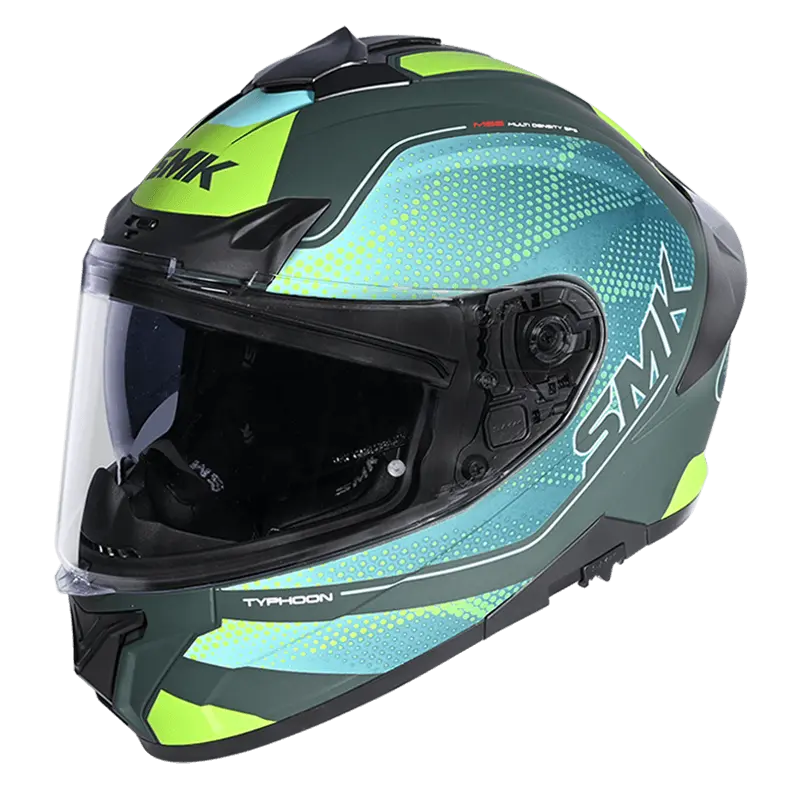 SMK Typhoon Mystic Matt Green Yellow (MA884) Helmet