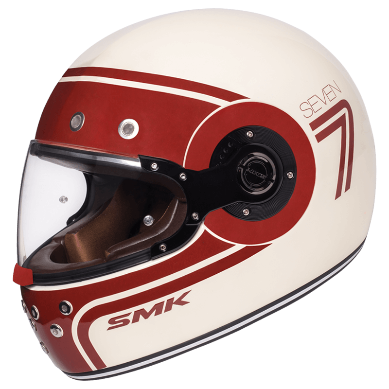 SMK Retro Seven Gloss Off White Red Grey (GL130) Helmet
