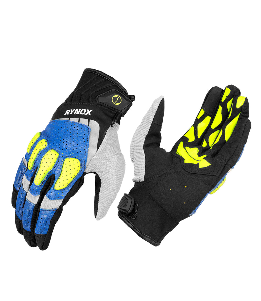 Rynox Ridge Pro Offroad Gloves (Blue Hi Viz Green)