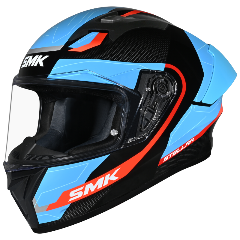 SMK Stellar Sports Flight Gloss Black Blue Grey (GL256) Helmet