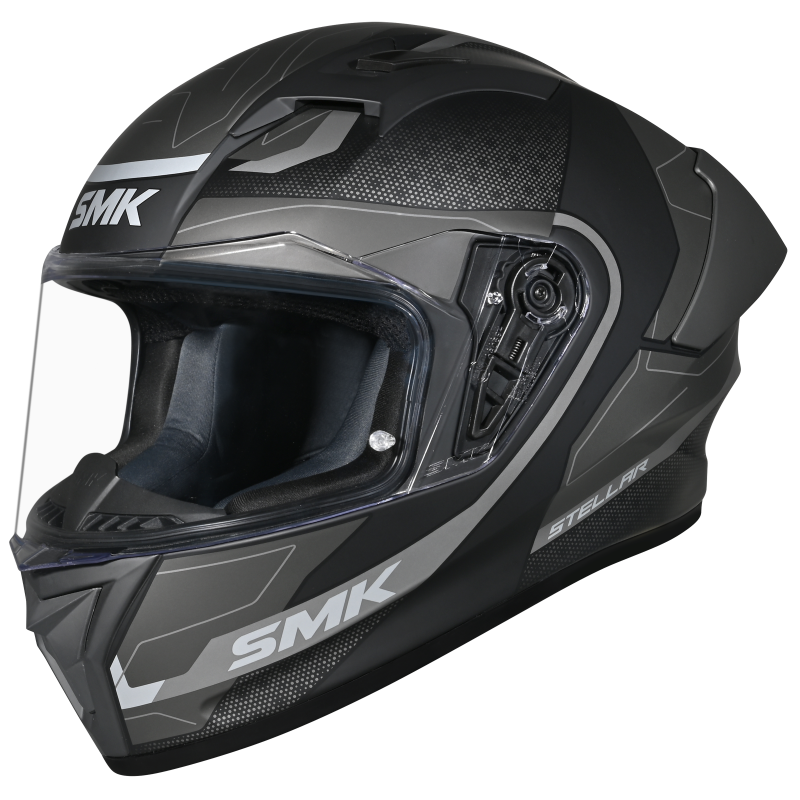 SMK Stellar Sports Flight Gloss Black Grey (GL266) Helmet
