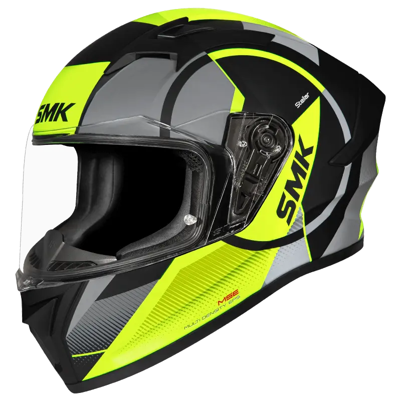 SMK Stellar Sports Faro Matt Black Grey Yellow (MA264) Helmet