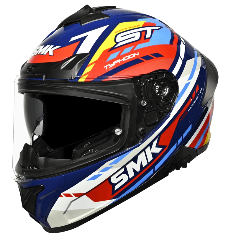 SMK Typhoon Sports Tourer Gloss Blue Red Yellow (GL534) Helmet