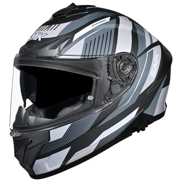 SMK Typhoon Sparko Gloss Black Grey (GL266) Helmet– Moto Central