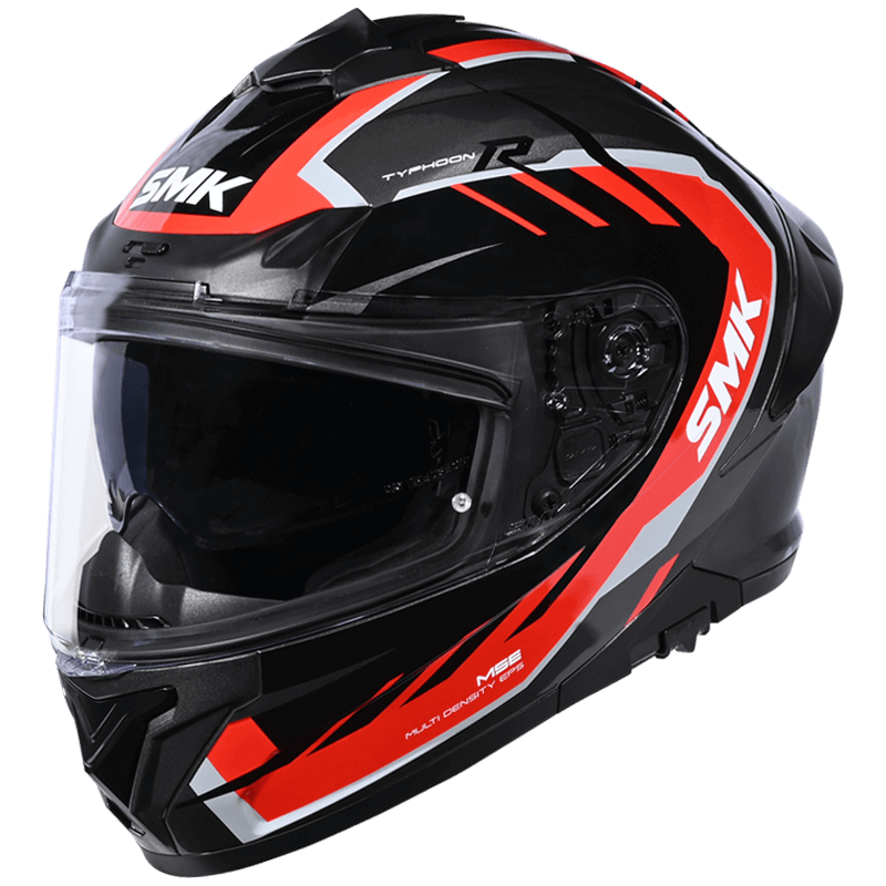 SMK Typhoon Aerot Gloss Grey Red Black (GL632) Helmet