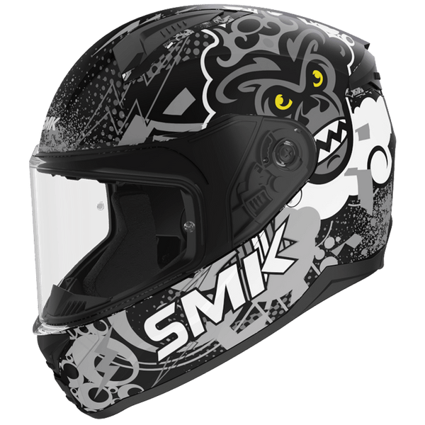SMK Bionic Youth Chimpz Matt Black Grey White (MA261) Helmet– Moto