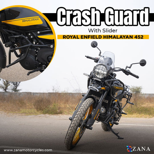 ZANA Crash Guard with Slider Texture Black Type 1 Steel for Royal Enfield Himalayan 450 (ZI-8433)