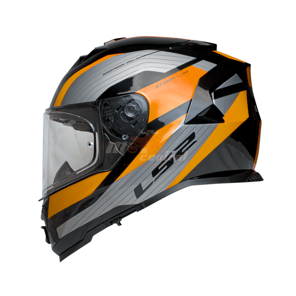 LS2 FF800 Storm II Rocker Silver Hi Viz Orange Gloss Helmet (D
