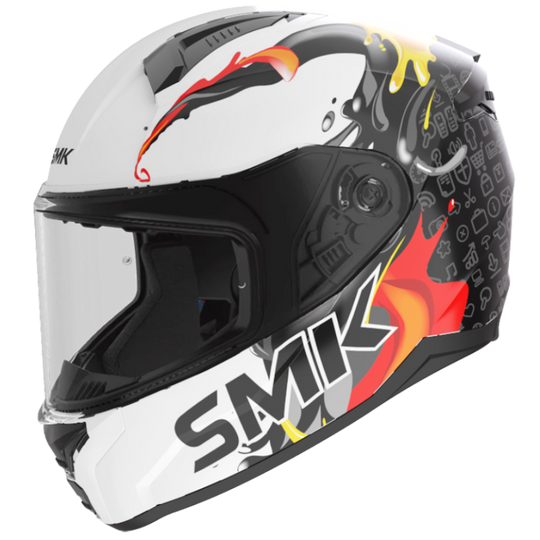 SMK Bionic Youth Splash Gloss White Black Yellow (GL124) Helmet