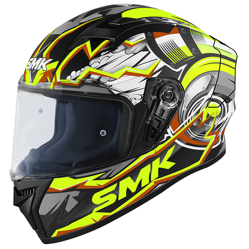 SMK Stellar Sports Turbo Gloss Black Yellow Grey (GL246) Helmet