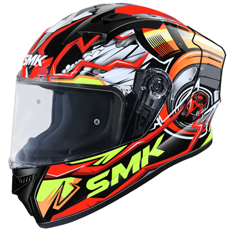 SMK Stellar Sports Turbo Gloss Black Red Yellow (GL234) Helmet