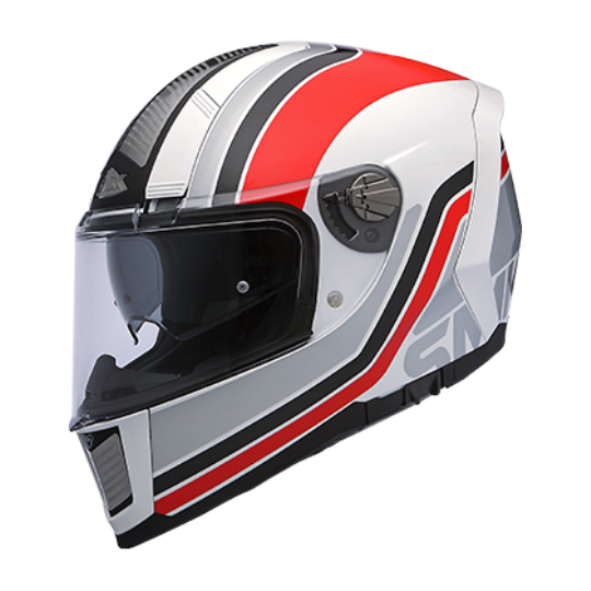 SMK Force Steel Seventy Gloss White-Red (STGL123), Full Face Helmets, SMK, Moto Central
