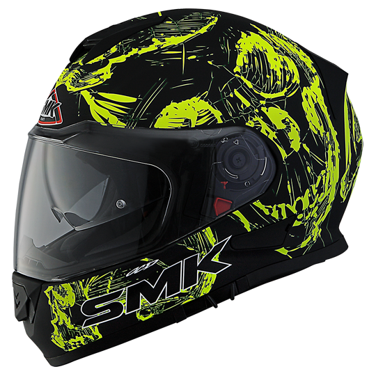 SMK Twister Skull Matt Black-Fluorescent Yellow (MA240), Full Face Helmets, SMK, Moto Central