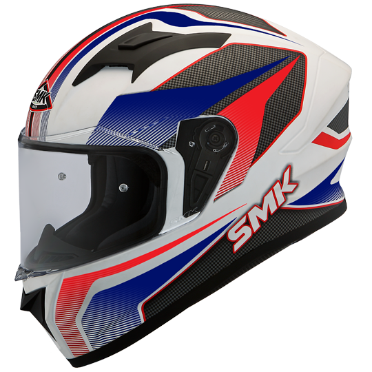 SMK Stellar Dynamo Matt White Blue Red (MA153), Full Face Helmets, SMK, Moto Central