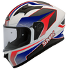 SMK Stellar Dynamo Matt White Blue Red (MA153), Full Face Helmets, SMK, Moto Central