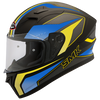 SMK Stellar Dynamo Matt Black Blue Yellow (MA254), Full Face Helmets, SMK, Moto Central