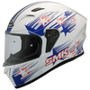 SMK Stellar Rain Star Gloss White Blue (GL153), Full Face Helmets, SMK, Moto Central