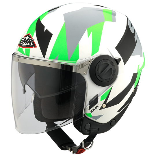 SMK Swing Ace White Grey Fluorescent Green Matt (MA168), Open Face Helmets, SMK, Moto Central