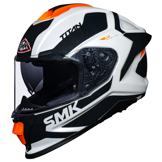 SMK Titan Arok Gloss White Grey Orange (GL167) Helmet