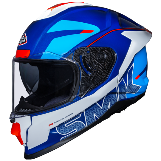 SMK Titan Firefly Gloss White Blue Red (GL513) Helmet