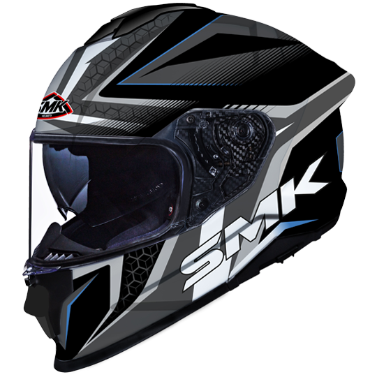 SMK Titan Slick Gloss Black Grey Blue (GL265) Helmet