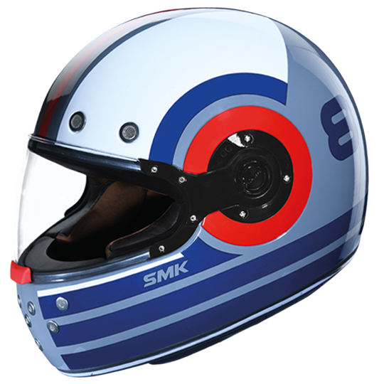SMK Retro Ranko Grey Blue Red Gloss (GL653) Helmet