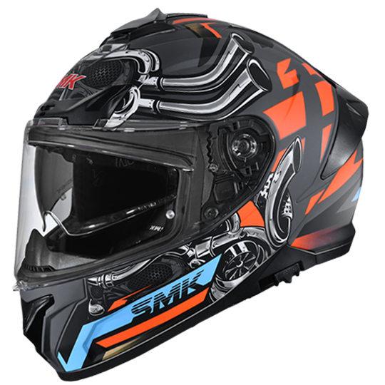 SMK Typhoon Motorhead Grey Orange Matt (MA676) Helmet