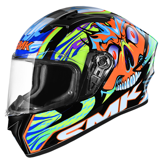 SMK Stellar Skull Black Orange Grey Matt (MA274) Helmet