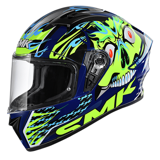 SMK Stellar Skull Blue Yellow Black Gloss (GL542) Helmet