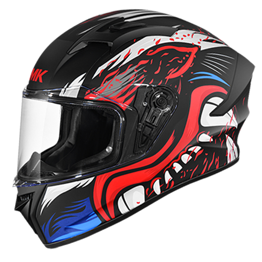 SMK Stellar Animal Black Red White Matt (MA231) Helmet