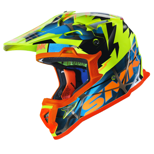 SMK Allterra Fulmine Yellow Blue Orange Gloss (GL457) Helmet