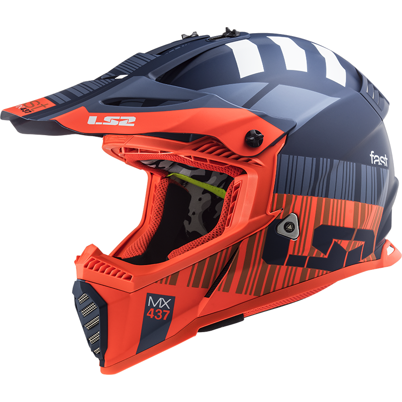 LS2 MX437 Fast Evo Xcode Matt Fluro Orange Blue Helmet